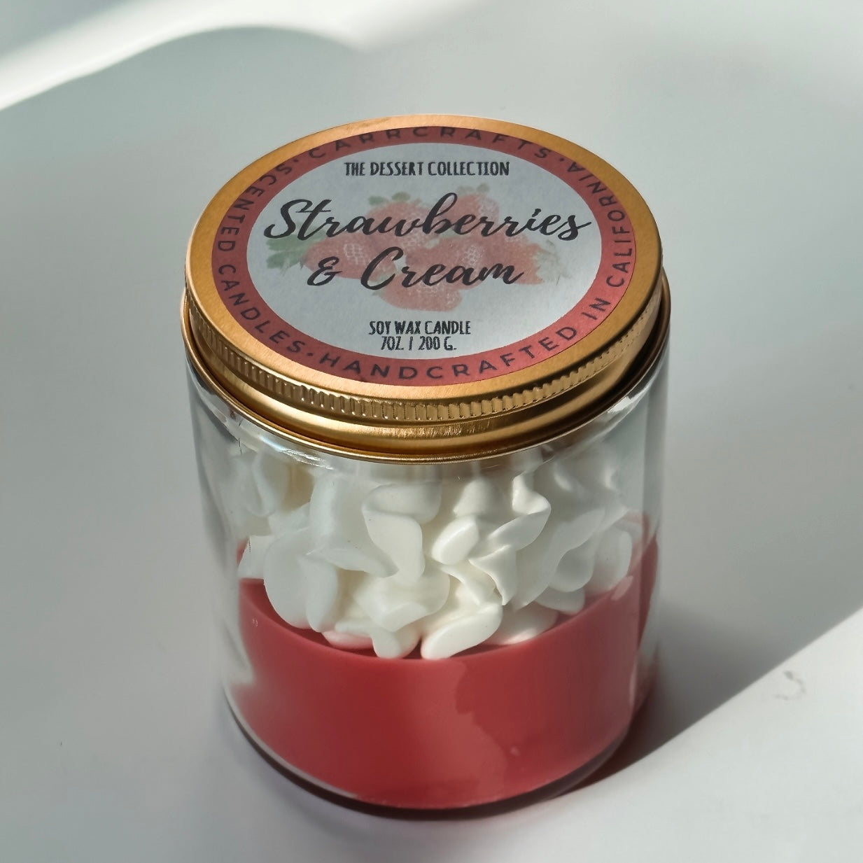Strawberries and Cream Dessert Inspired Soy Candle