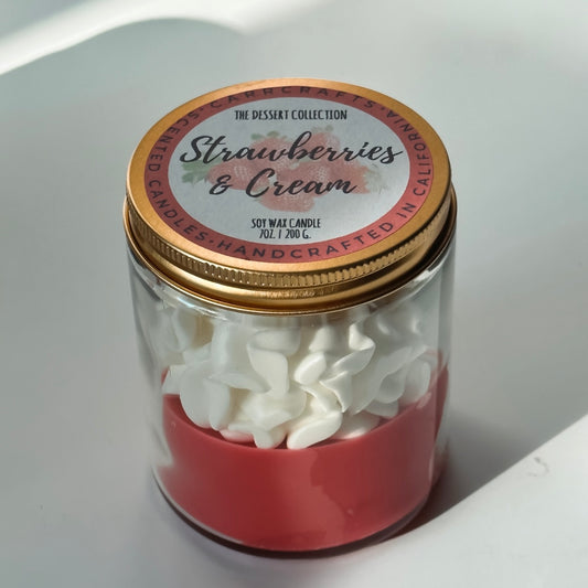 Strawberries and Cream Dessert Inspired Soy Candle